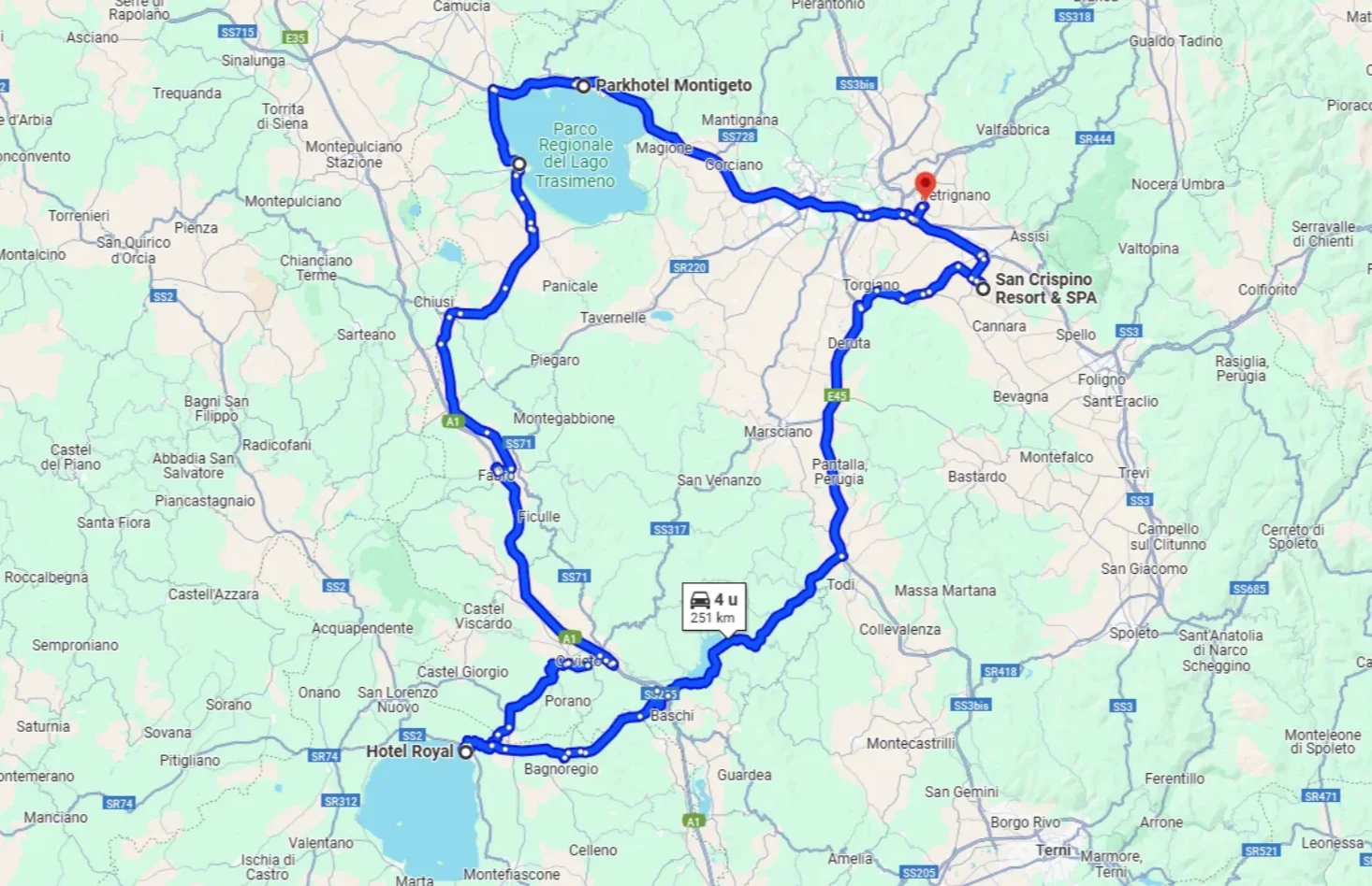 kaartje rondreis umbrie 