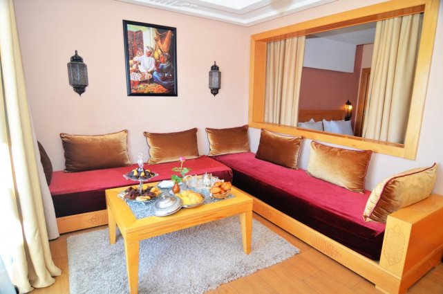 De zithoek in een appartement van Aparthotel Atlantic Palm Beach Agadir